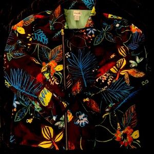 Chico’s Wild Funky Colorful Retro Floral Jacket size 2